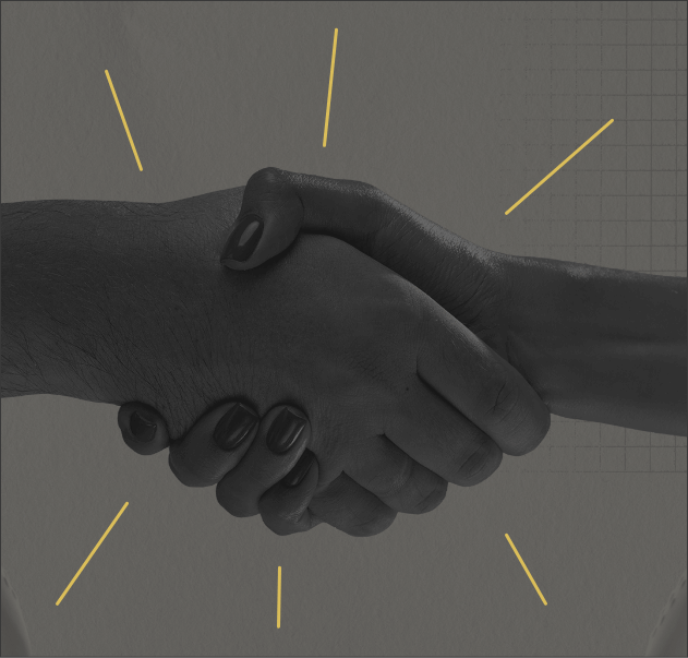 Handshake representing collaboration and trust between The Blondes creative agency and clients